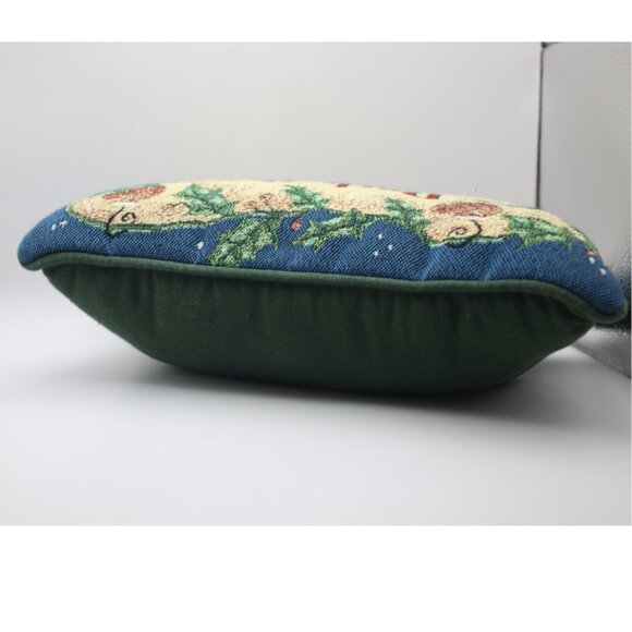 Vintage Deck the Halls Tapestry Pillow 7x12" - Picture 5 of 5